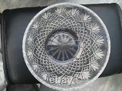 Rare Quality Heavy Cut Glass 11 X 6 1/2 Diamond Fan Punch Fruit Trifle Bowl