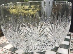 Rare Quality Heavy Cut Glass 11 X 6 1/2 Diamond Fan Punch Fruit Trifle Bowl