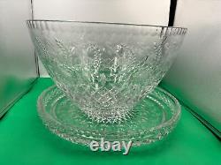 Rare Rogaska Crystal GALLIA Large Punch Bowl set Tray + 16 x Cups (18 pcs total)