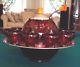 Rare Ruby Red Depression Glass, Toddy Set Punch Bowl
