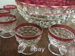 Rare Set Vintage Whitehall Ruby Flash American 13 1/8 Punch Bowl/12 cups/Ladle