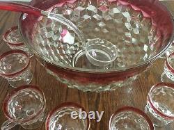 Rare Set Vintage Whitehall Ruby Flash American 13 1/8 Punch Bowl/12 cups/Ladle