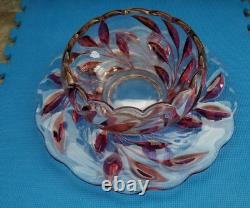 Rare Vintage Antique Oleander Red Ruby Indiana Glass Punch Bowl & Underplate