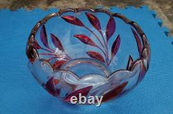 Rare Vintage Antique Oleander Red Ruby Indiana Glass Punch Bowl & Underplate
