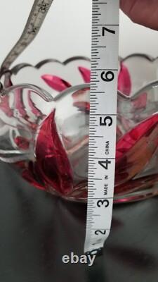 Rare Vintage Antique Oleander Red Ruby Indiana Glass Punch Bowl & Underplate