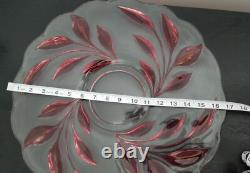 Rare Vintage Antique Oleander Red Ruby Indiana Glass Punch Bowl & Underplate