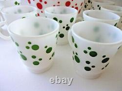 Rare Vintage Hazel Atlas Polka Dot Tom & Jerry Punch Bowl Set With 10 Cups Mint