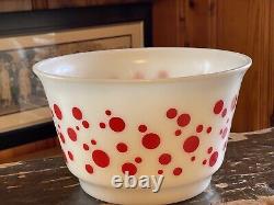 Rare Vintage Hazel Atlas Red Polka Dot Milk Glass 10 Bowlpunch Bowl