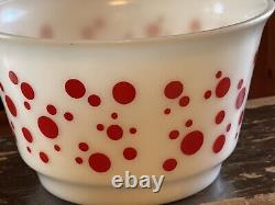 Rare Vintage Hazel Atlas Red Polka Dot Milk Glass 10 Bowlpunch Bowl