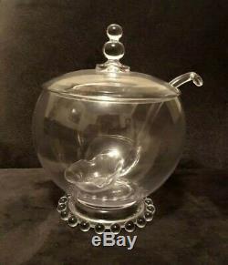 Rare Vintage Imperial Candlewick Punch Bowl with Notched Lid Ladle