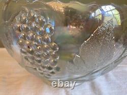 Rare, Vintage LE Smith Carnival glass Grape and Vine Punch bowl set