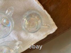Rare, Vintage LE Smith Carnival glass Grape and Vine Punch bowl set