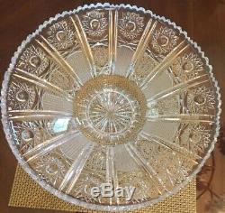 Rare Vintage Lead Large Crystal Punch Bowl Stunning Saw-Tooth Punch Bowl