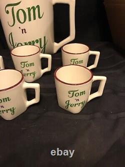 Rare Vintage Winfield Ware TOM N JERRY Eggnog Punch Bowl set with 6 Mugs