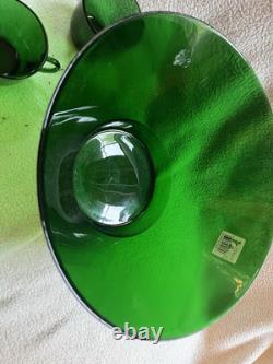 Rare Vtg Emeraude Glass Punch Bowl+ 8 Cupsmcmmid Centurygreennib New