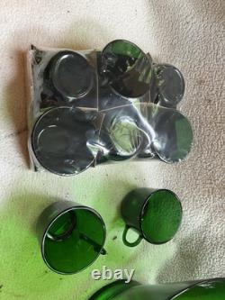Rare Vtg Emeraude Glass Punch Bowl+ 8 Cupsmcmmid Centurygreennib New
