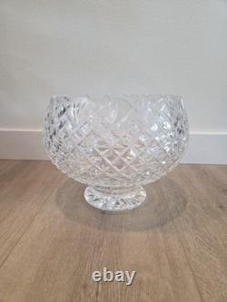 Rare Waterford Crystal Large Centerpiece Footed Punch Bowl Scalloped Edge 9