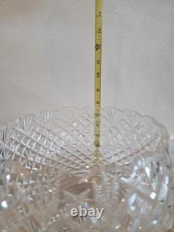 Rare Waterford Crystal Large Centerpiece Footed Punch Bowl Scalloped Edge 9