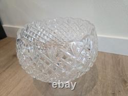 Rare Waterford Crystal Large Centerpiece Footed Punch Bowl Scalloped Edge 9
