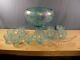 Rare Westmoreland Ice Blue Carnival 3 Fruits Punch Bowl Set with 12 Cups CLEARANCE