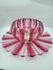 Rare ruby flash Fluted glass punchbowl Or Serving Bowl And Platter Set Indiana