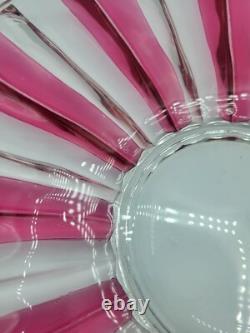 Rare ruby flash Fluted glass punchbowl Or Serving Bowl And Platter Set Indiana