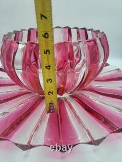 Rare ruby flash Fluted glass punchbowl Or Serving Bowl And Platter Set Indiana