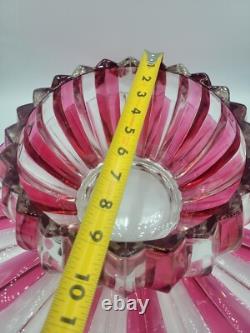 Rare ruby flash Fluted glass punchbowl Or Serving Bowl And Platter Set Indiana