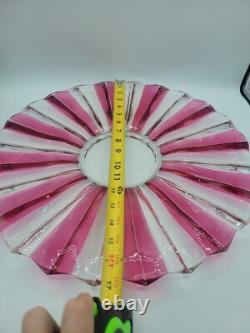 Rare ruby flash Fluted glass punchbowl Or Serving Bowl And Platter Set Indiana