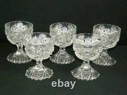 Rare set of 5 ABP Libbey Wedgemere Pattern Cut Glass Crystal Punch Cups