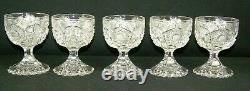 Rare set of 5 ABP Libbey Wedgemere Pattern Cut Glass Crystal Punch Cups