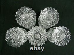 Rare set of 5 ABP Libbey Wedgemere Pattern Cut Glass Crystal Punch Cups