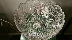 Rare william c anderson bubble flower Cut glass centerpiece or punch bowl