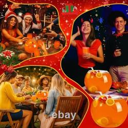 Reallnaive 8 Pcs Glass Punch Bowl Set with 6 Cups Ladle for Parties