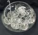 Reikes Mid Century Modern Hand Blown Crystal Glass Punch Bowl Set 12 Cups, 1970