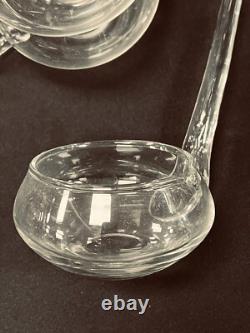 Reikes Mid Century Modern Hand Blown Crystal Glass Punch Bowl Set 12 Cups, 1970