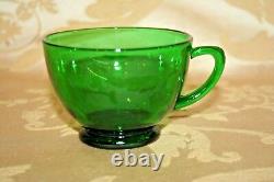 Retro Anchor Hocking Style Festive Forest Green Glass 10 Punch Bowl & 10 Cups
