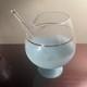 Retro Round Glass Punch Bowl, Blue Frosted & Clear Glass era 1960's