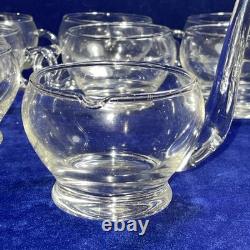 Riekes-Crisa Hollywood Clear Hand Blown Glass 12 Punch Cups & 14 Ladle Only Vtg
