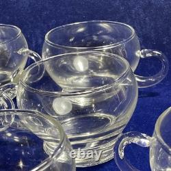 Riekes-Crisa Hollywood Clear Hand Blown Glass 12 Punch Cups & 14 Ladle Only Vtg