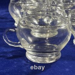 Riekes-Crisa Hollywood Clear Hand Blown Glass 12 Punch Cups & 14 Ladle Only Vtg