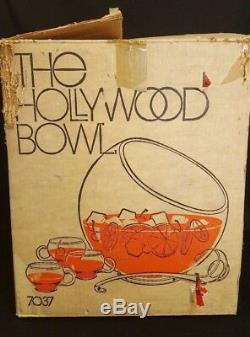 Riekes Crisa The Hollywood Bowl Handblown Punch Bowl 12 Cups Ladle Original Box