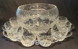 Rogaska Gallia Punch Bowl & 12 Cups