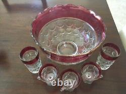 Rose Glass Punch Bowl and Glasses