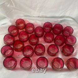 Rose Lustre Punch Bowl Set 26 Pc West Virginia Glass Co 24 Glasses Bowl & Ladle