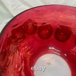 Rose Lustre Punch Bowl Set 26 Pc West Virginia Glass Co 24 Glasses Bowl & Ladle