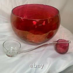 Rose Lustre Punch Bowl Set 26 Pc West Virginia Glass Co 24 Glasses Bowl & Ladle