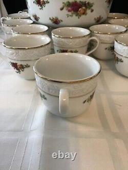 Royal Albert Vintage Bone China 1962 Punch Bowl, 12 Punch Cups, and Ladle