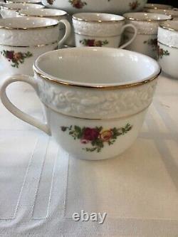 Royal Albert Vintage Bone China 1962 Punch Bowl, 12 Punch Cups, and Ladle