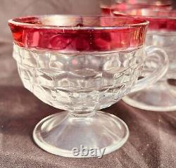 Ruby Flash Crystal Colony WHITEHALL Punch Bowl With 12 Cups